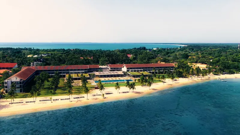 Aerial of the Amaya Beach resort and shoreline